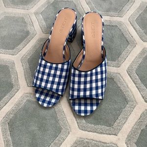 J. Crew blue gingham heels
